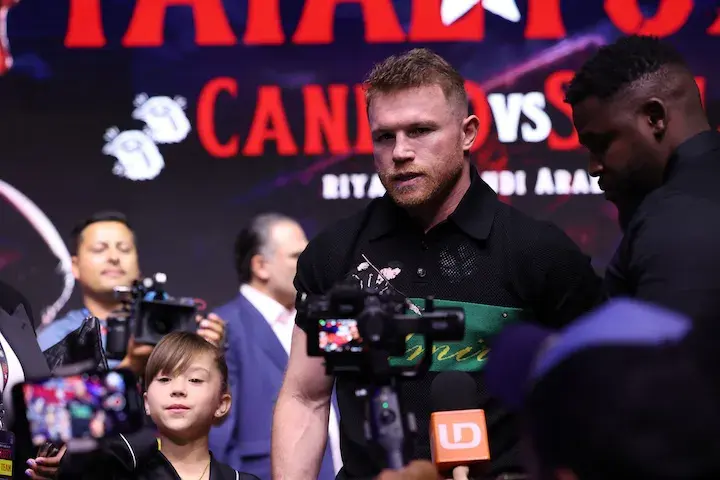 Canelo Alvarez, the challenger, still considers himself champ against Christian Mbilli