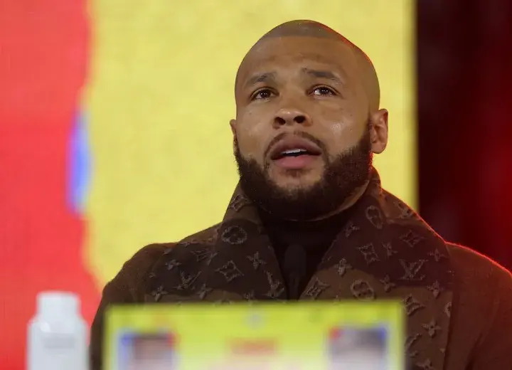 Chris Eubank Jnr at the September 2025 press conference that resulted in legal action