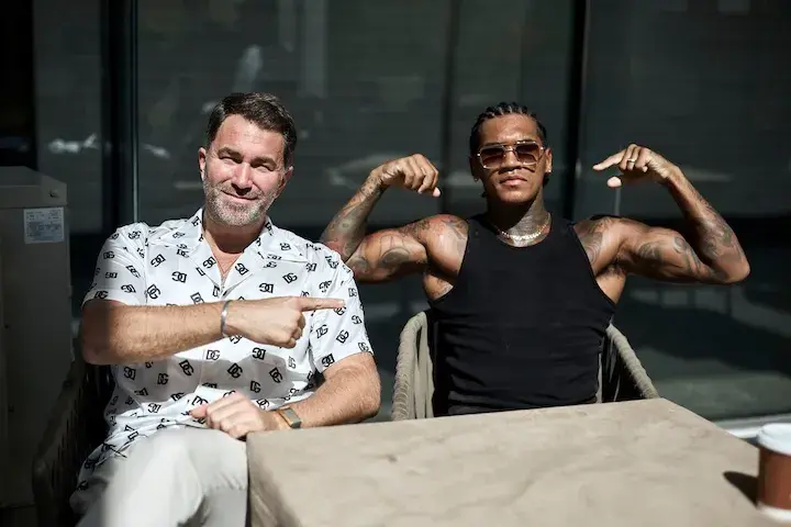Eddie Hearn proudly shows off Conor Benn in 2024