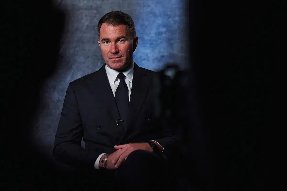 Eddie Hearn takes questions in London on April 14, 2026