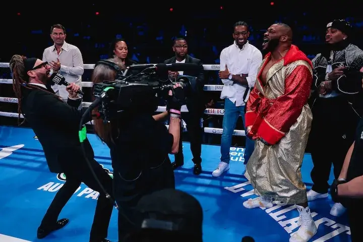 Jarrell Miller being announced for his fight against Lenier Pero. (April 25, 2026)