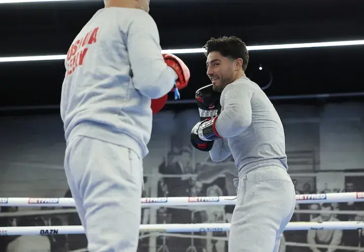 Josh Kelly at the media workout ahead of his fight with IBF junior middleweight titleholder Bakhram Murtazaliev. Photo taken on January 28, 2026.