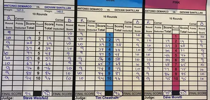 Demarco Santillan Offical Scorecards