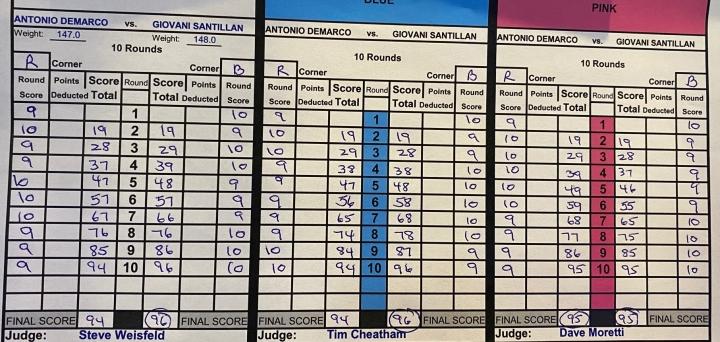 Demarco Santillan Offical Scorecards