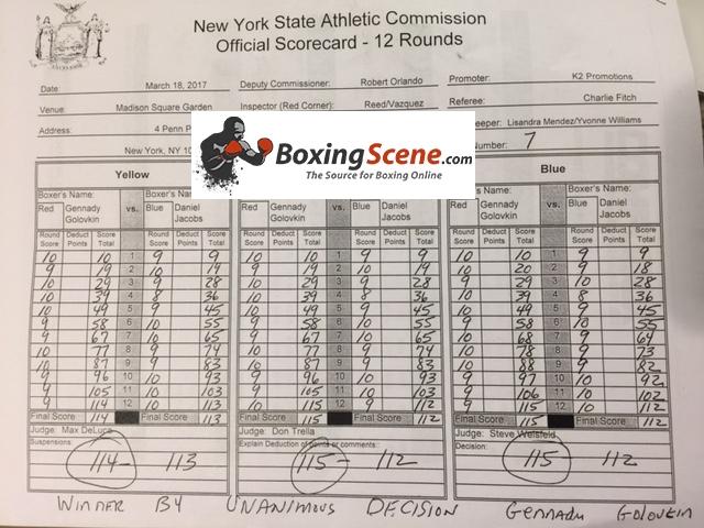 Golovkin Jacobs Scorecards
