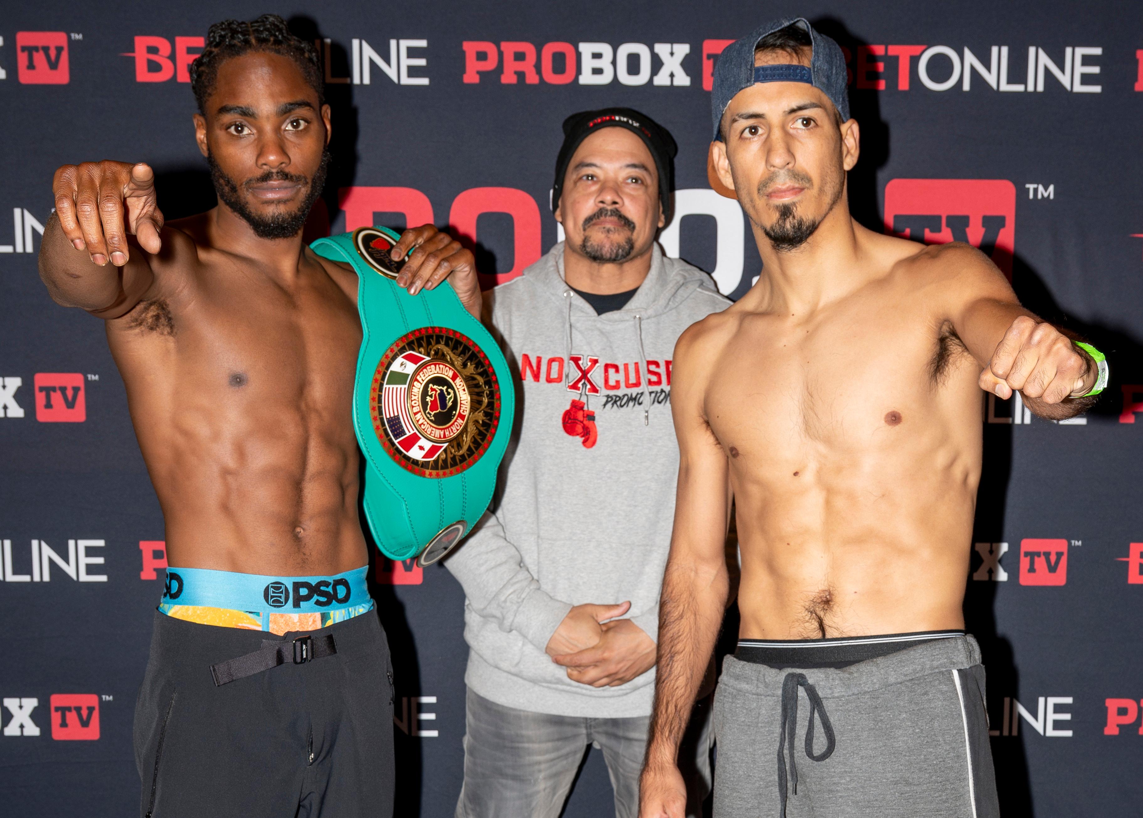 Jordan White and Jose Matias at the weigh-in.