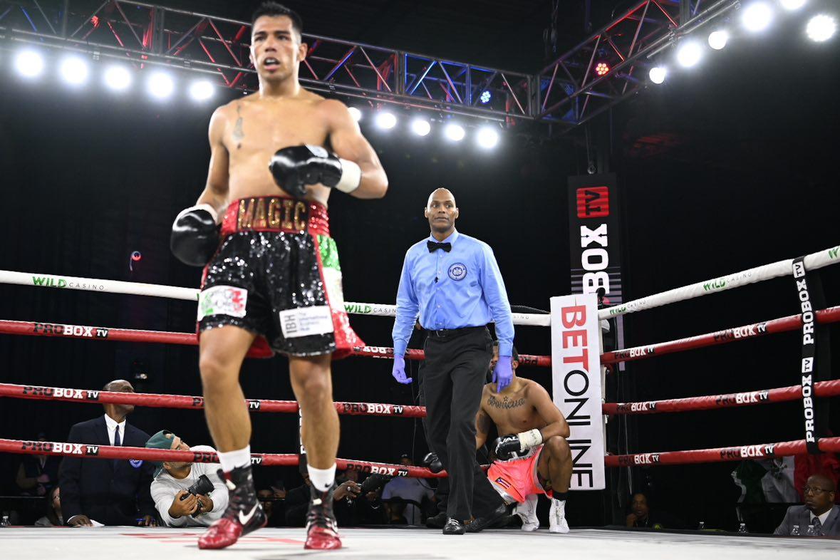 Ricardo Salas walks off after dropping Kent Cruz.