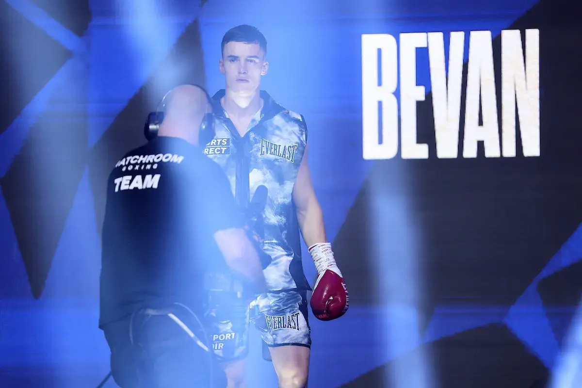 Taylor Bevan makes his ringwalk on the George Liddard-Tyler Denny bill