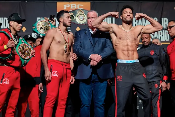 David Benavidez and David Morrell Jnr make weight before making war
