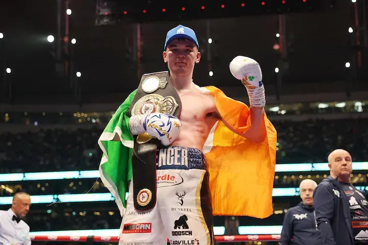Aaron McKenna celebrates victory over Liam Smith in 2025, next comes his world title shot in Dublin