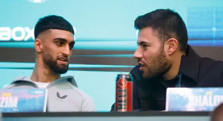 Adam Azim with promoter Ben Shalom of Boxxer