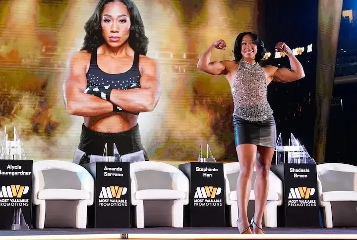 Alycia Baumgardner at a press conference. (March 6, 2026)