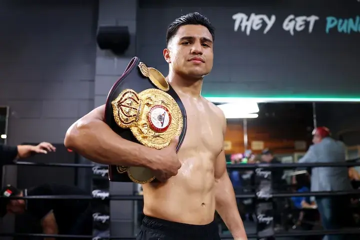 Armando Resendiz at the media workout ahead of his fight with Jaime Munguia. (April 16, 2026)