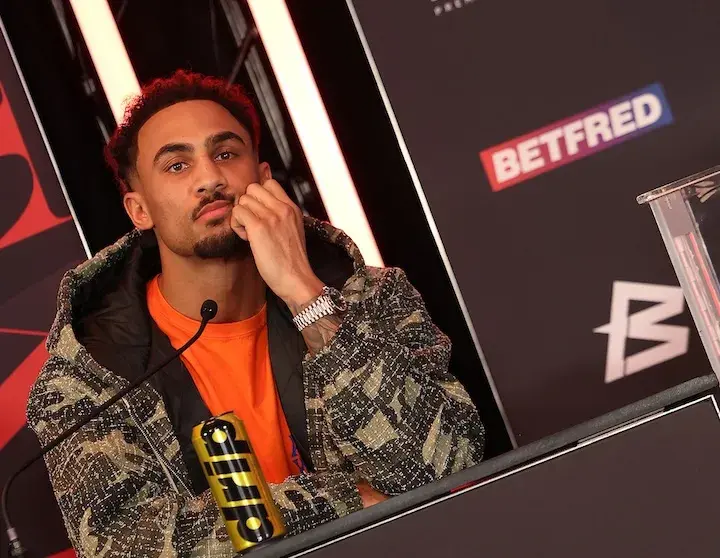 Ben Whittaker at the final press conference ahead of his fight with Braian Suarez. (April 16, 2026)