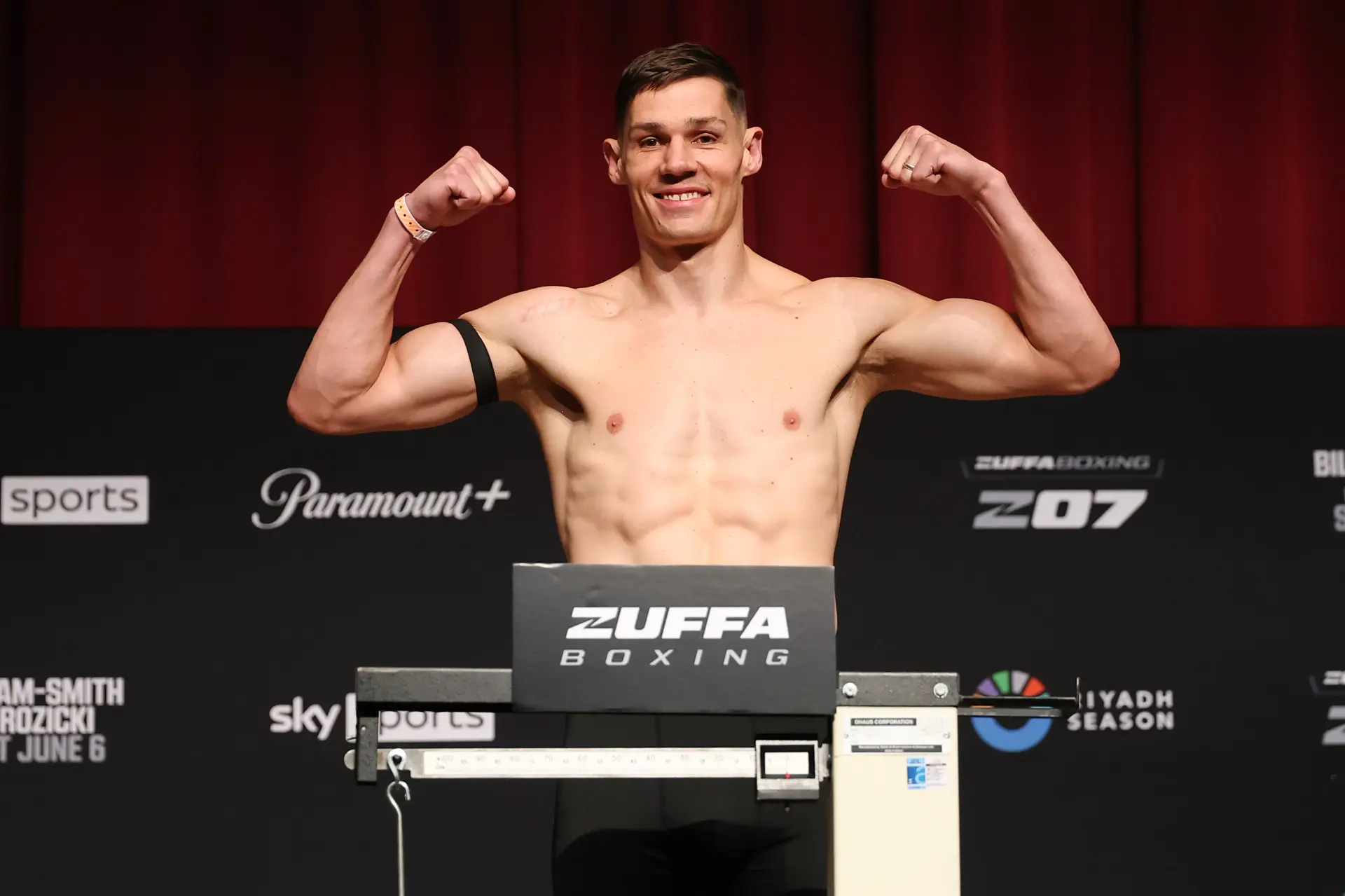 Chris Billam-Smith hits the scales ahead of facing Ryan Rozicki