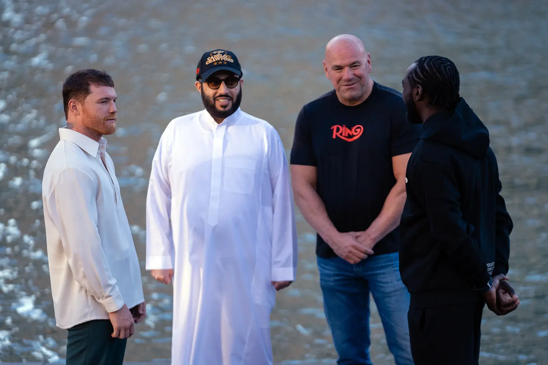 Canelo-Crawford face off as Turki Alalshikh and Dana White observe and grin