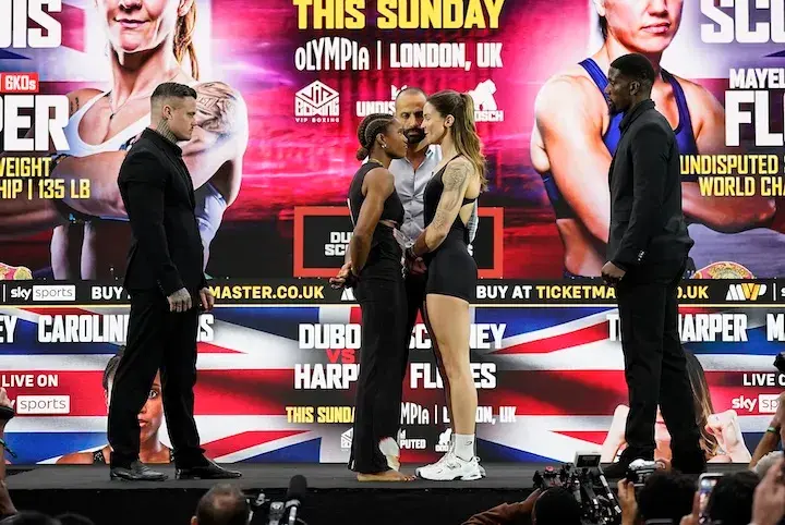 Caroline Dubois (left) and Terri Harper (right) at the finall press conference. (April 3, 2026)