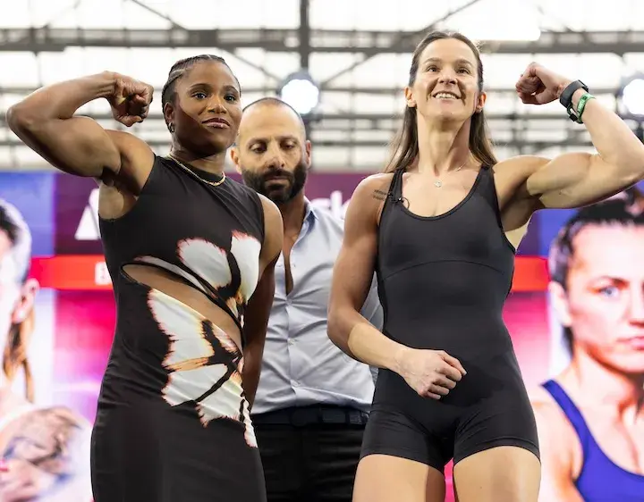 Caroline Dubois (left) and Terri Harper (right) at the finall press conference. (April 3, 2026)