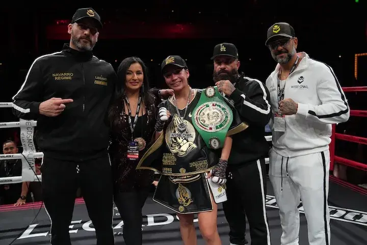 Chantel Navarro celebrates her win over Perla Lomeli in Las Vegas. (April 11, 2026)