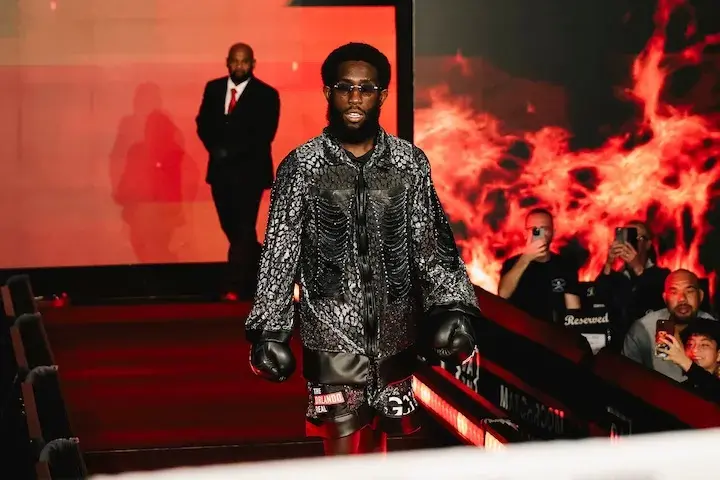 Corey Marksman walks to the ring for his fight against Jaycob Gomez. (March 21, 2026)