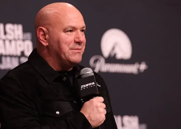Dana White speaks at Zuffa Boxing’s first fight week press conference on January 21, 2026
