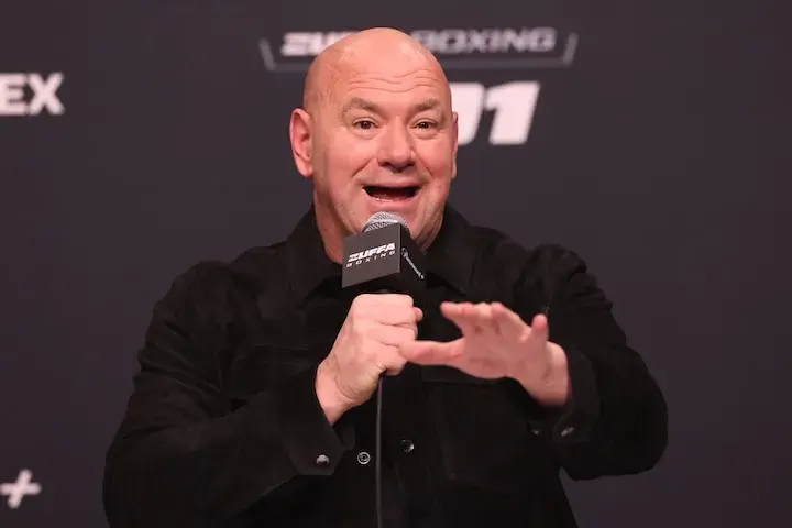 Dana White speaks at Zuffa Boxing’s first fight week press conference on January 21, 2026