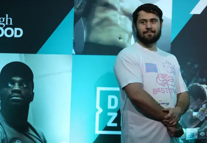 Dave Allen at the weigh-in ahead of his fight with Karim Berredjem. Photo taken on February 20, 2026.