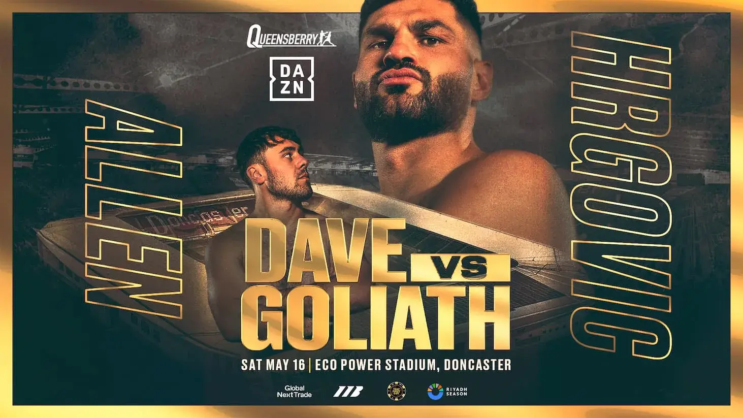 Fight art for the boxing match between Dave Allen and Filip Hrgovic.