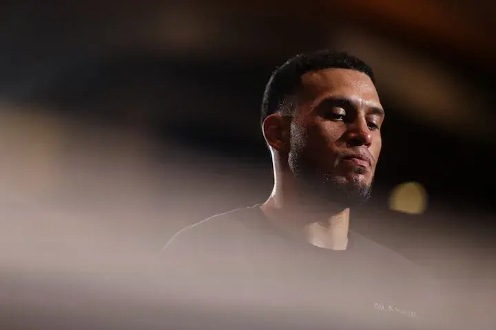 David Benavidez at the media workout for his fight against Gilberto "Zurdo" Ramirez. (April 29, 2026)