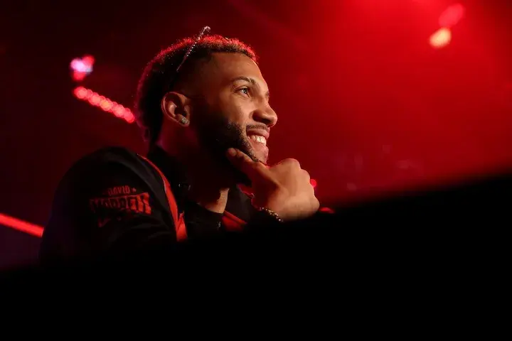 David Morrell at a press conference in July 2025 ahead of his bout with Imam Khataev.