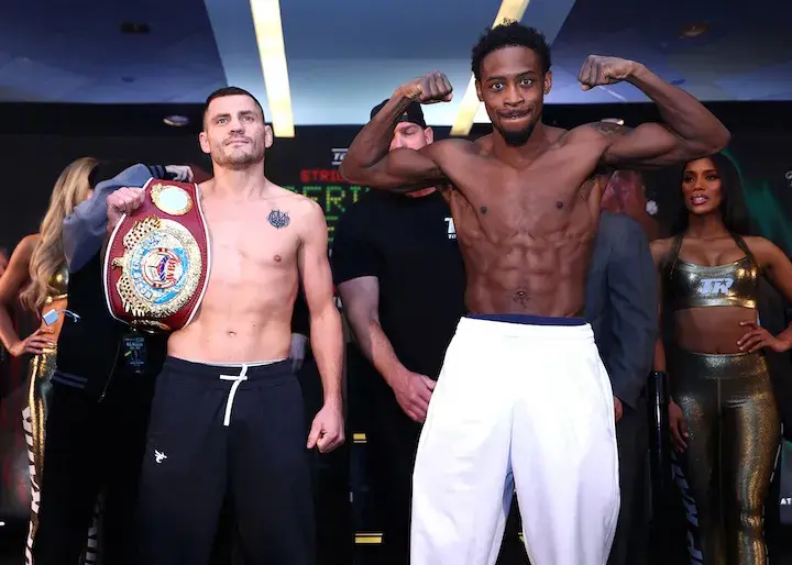No love lost between Keyshawn Davis and Denys Berinchyk as they weigh in