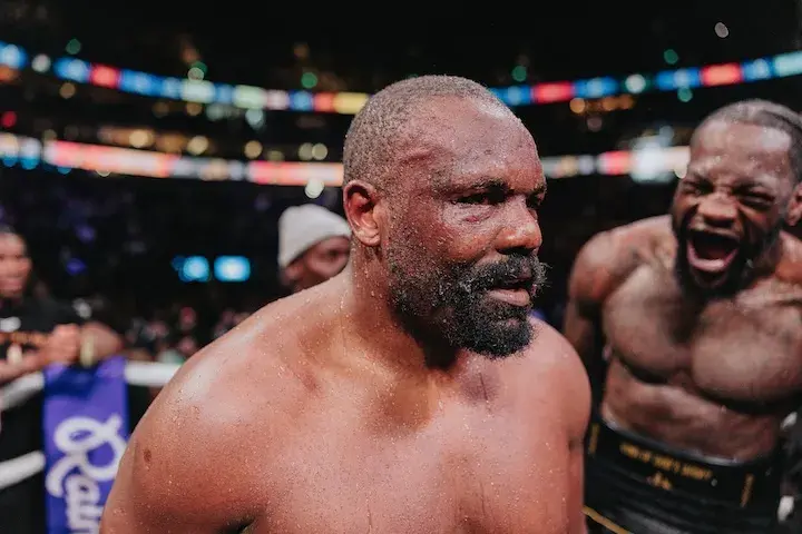 Derek Chisora (middle) after losing a split decision to Deontay Wilder after their heavyweight battle Saturday at London's 02 Arena. (April 4, 2026)