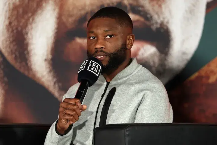 Derrick Osaze at a press conference. (March 18, 2026)
