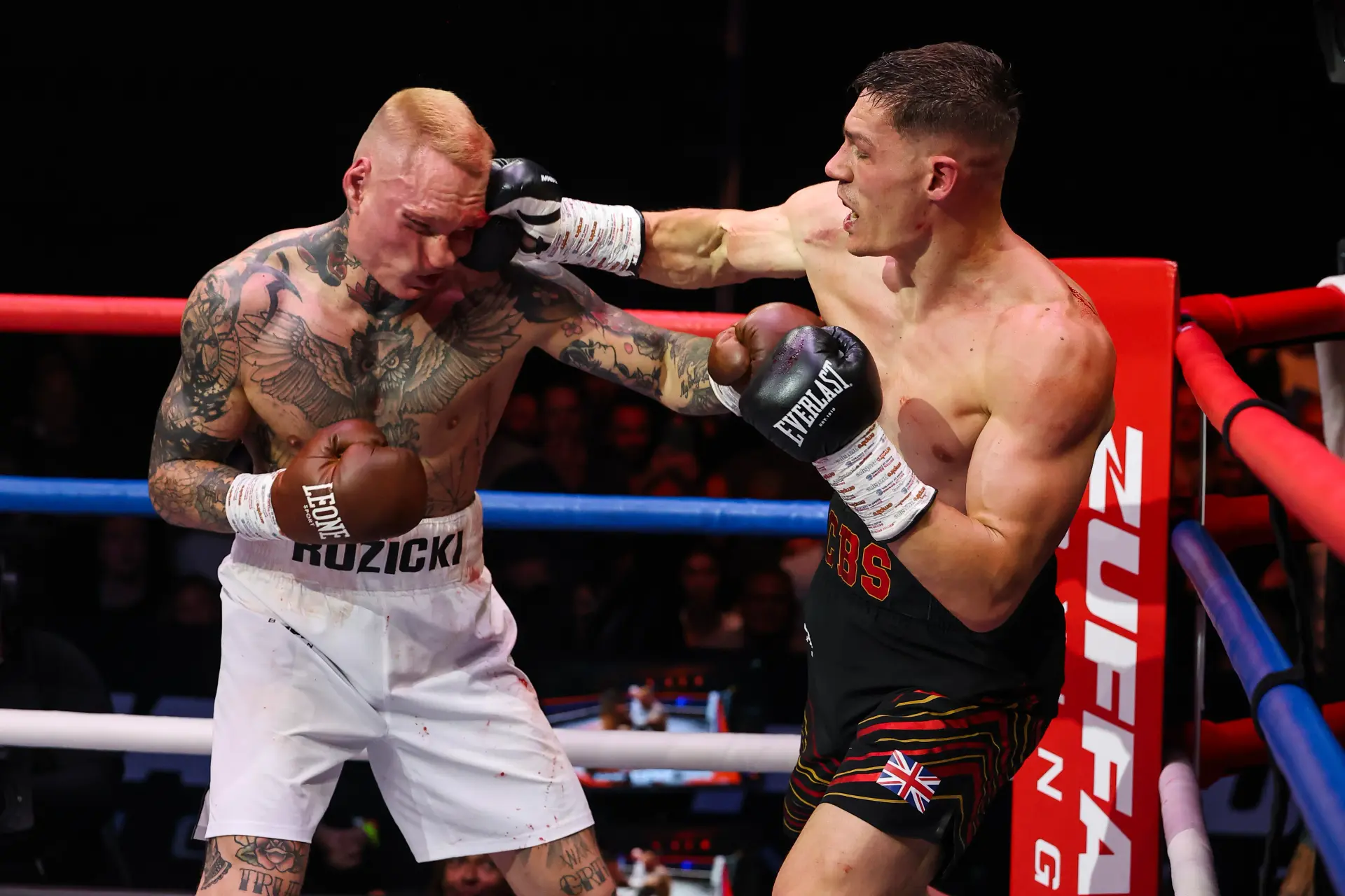 Ryan Rozicki applies the pressure but Chris Billam-Smith lands the punch