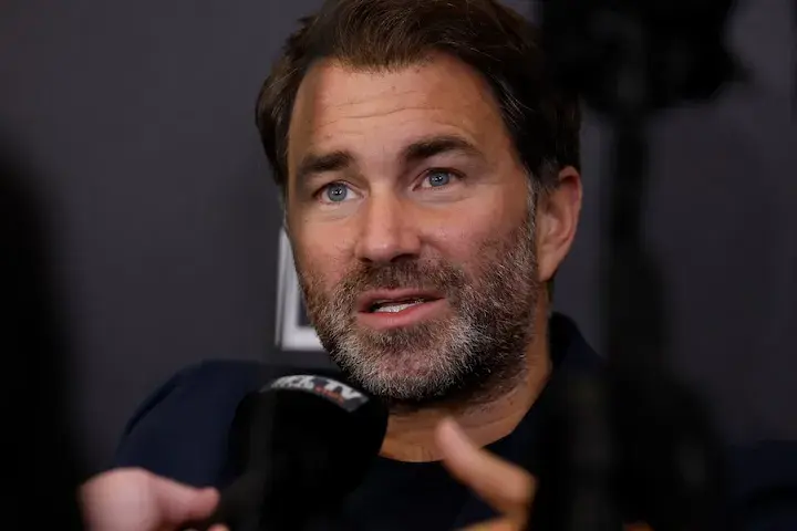 Eddie Hearn of Matchroom Boxing being interviewed.