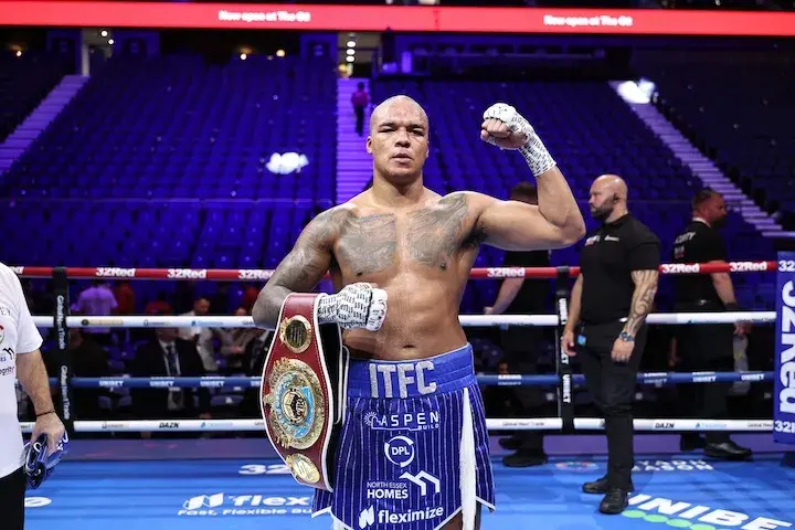 Fabio Wardley celebrates after stopping Joseph Parker on October 25, 2025