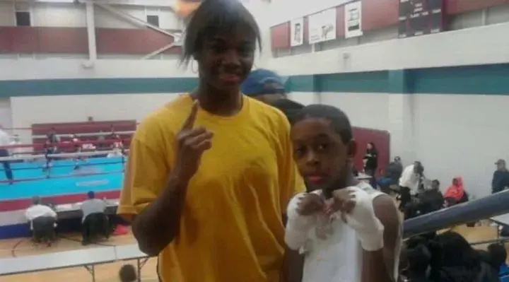 Garrett Rice (right) as a child with Claressa Shields (left)