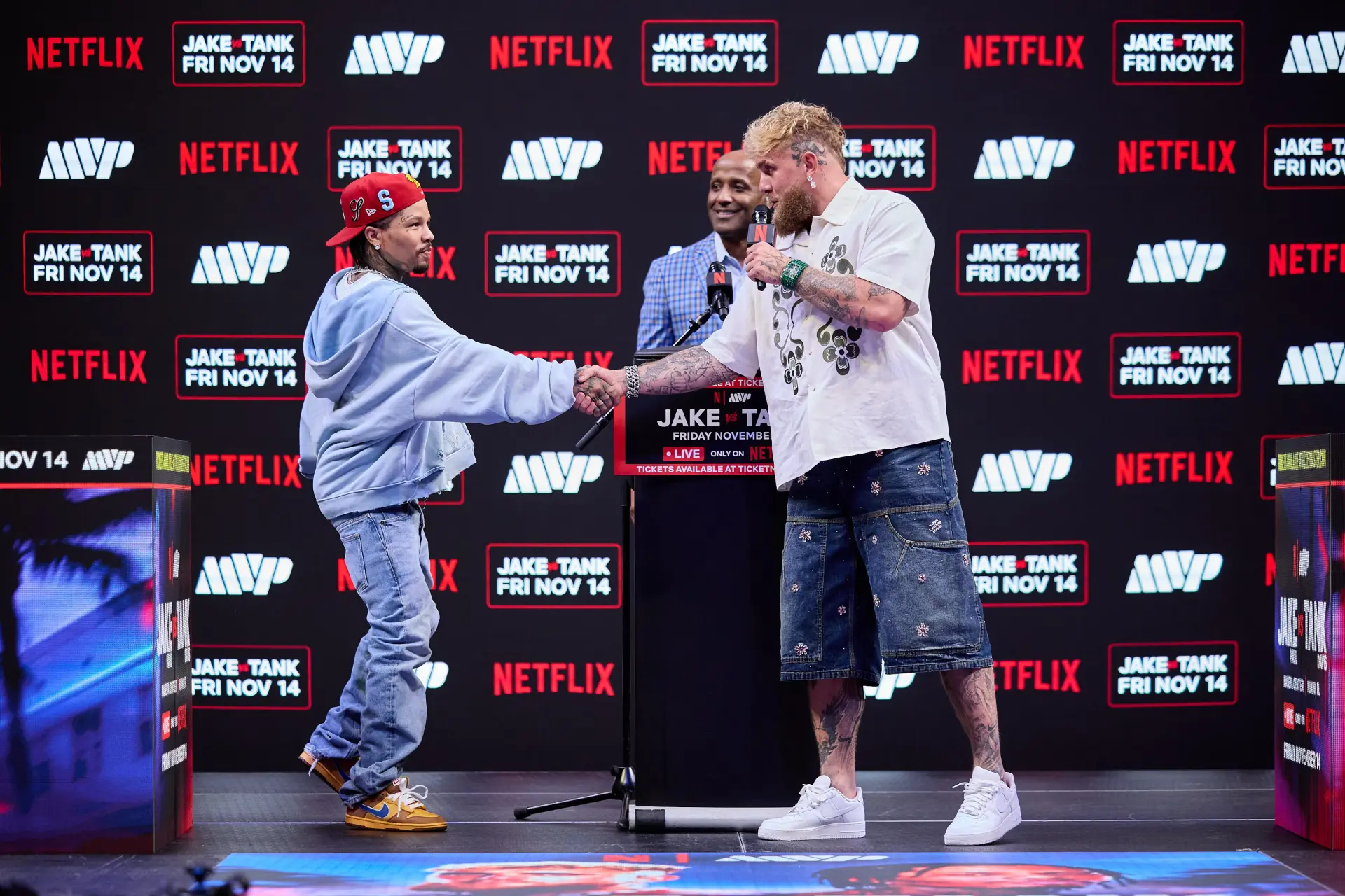 Gervonta "Tank" Davis and Jake Paul shake on bet