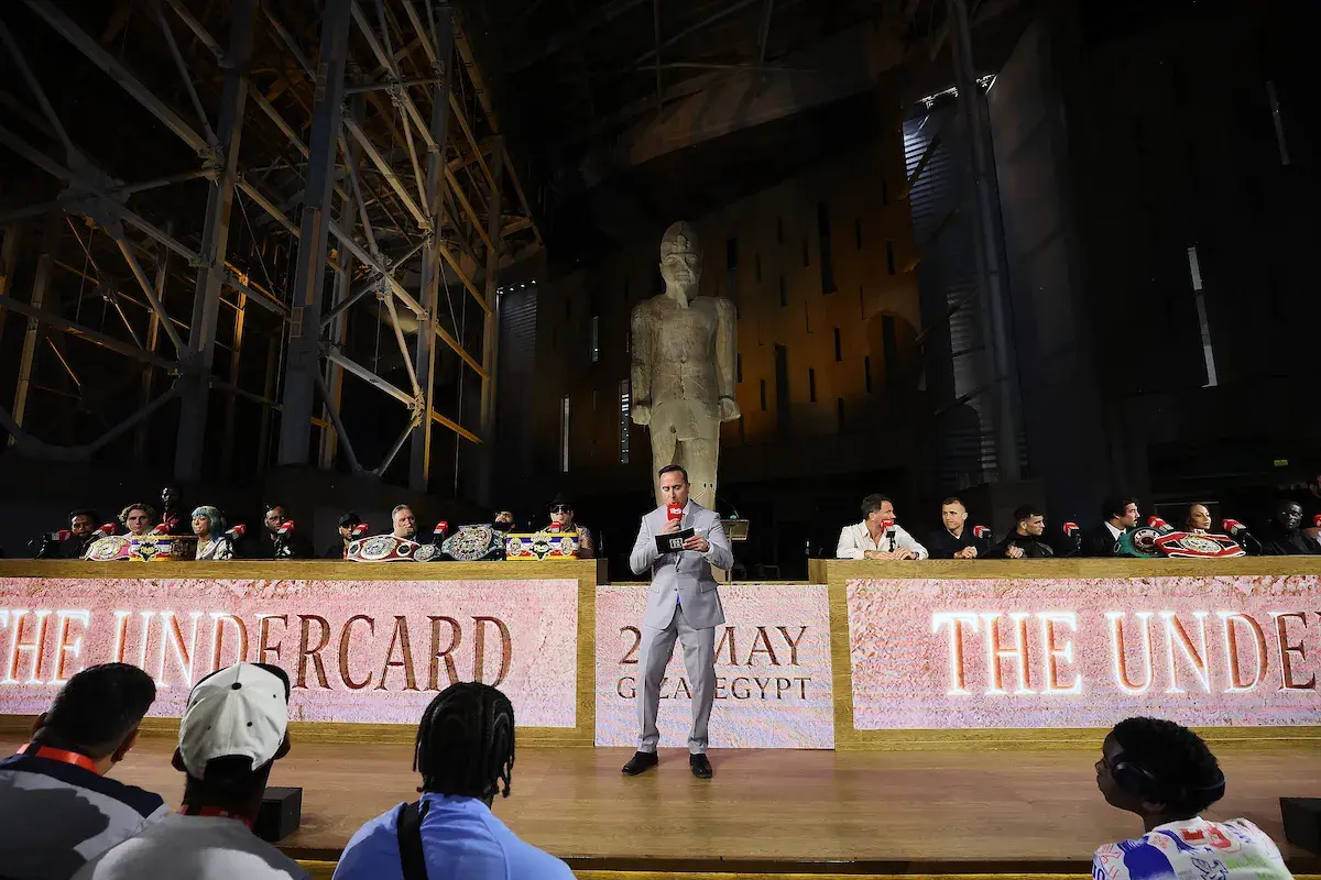 The undercard fighters line up in Giza