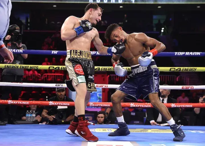 Jalen Walker takes a punch in his loss to Alejandro Guerrero in April 2024.