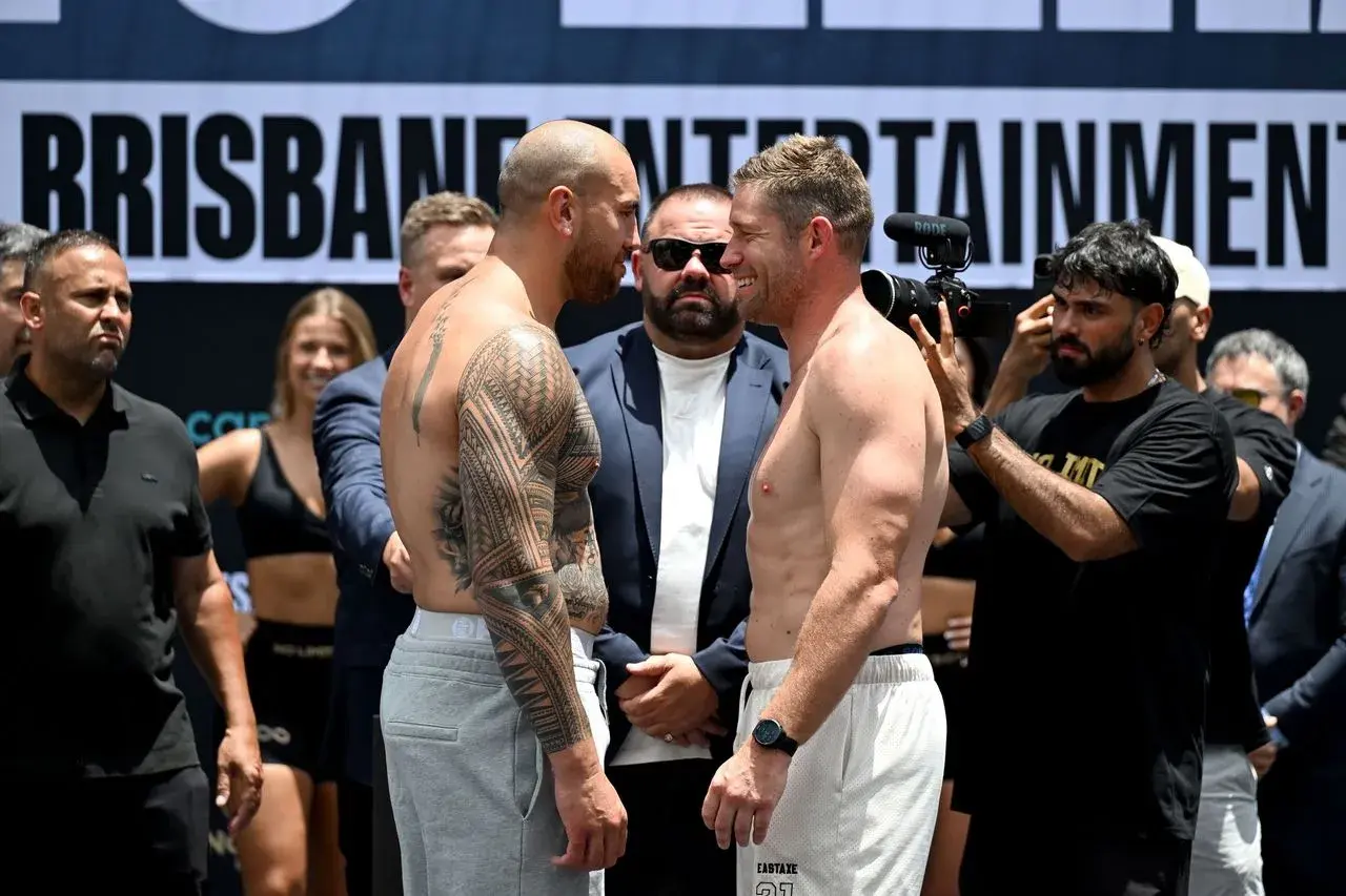 Nelson Asofa-Solomona and JeremyLatimore face off ahead of their fight on January 16, 2026.