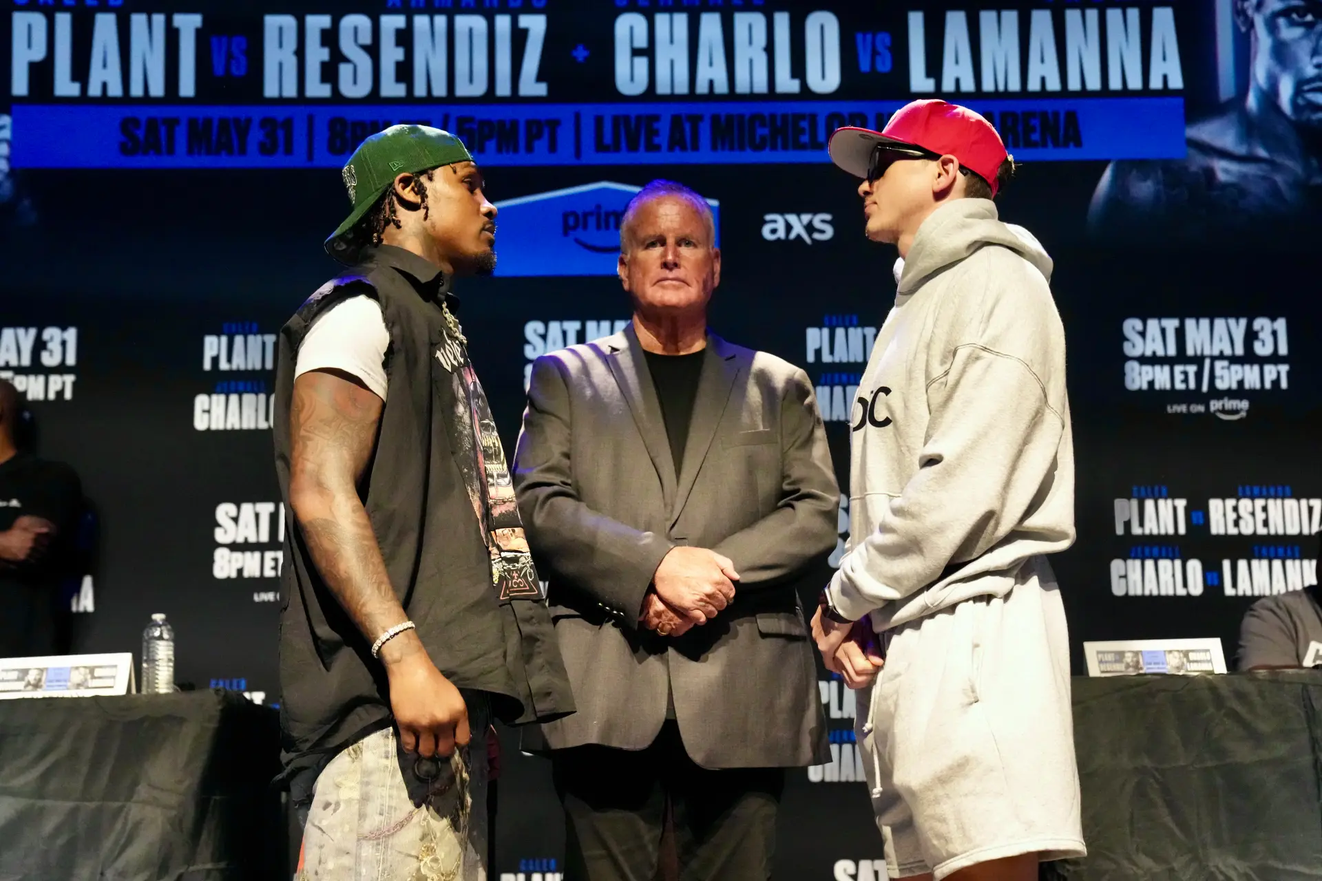 Jermall Charlo and Thomas LaManna staredown in Los Angeles