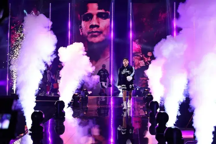 Jesse "Bam" Rodriguez walks to the ring for his boxing match with Fernando Martinez on November 22, 2025.