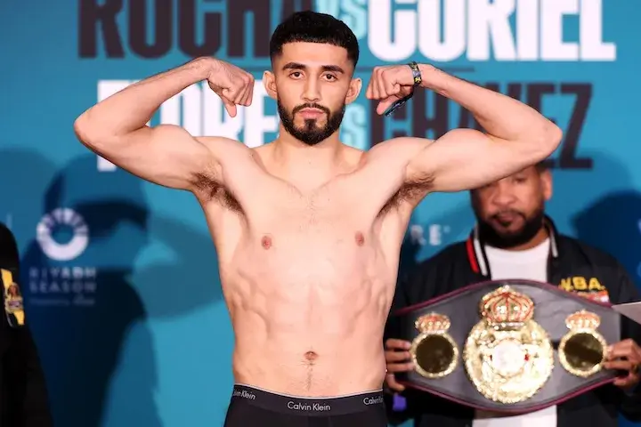Joel Iriarte weighs in for a bout in January 2026 that wound up being canceled on fight night.