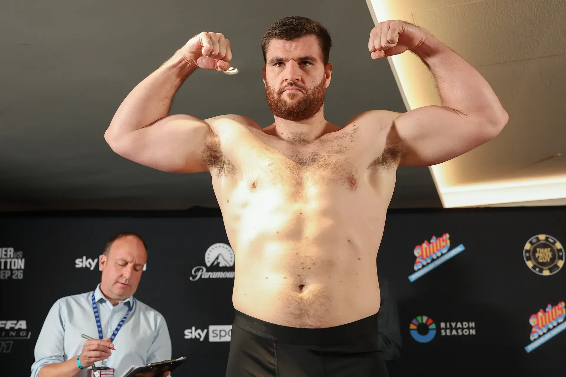 Johnny Fisher hits the scales in London on September 25, 2026