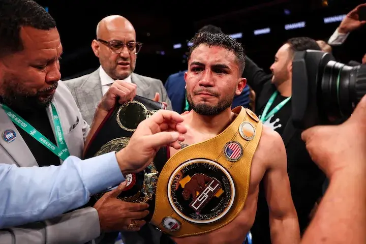Jorge Chavez celebrates after his January 2026 rematch victory over Manuel Flores.