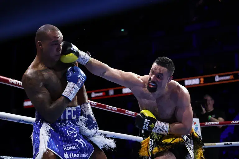 Joseph Parker fires a right hand during his fateful loss to Fabio Wardley in 2025