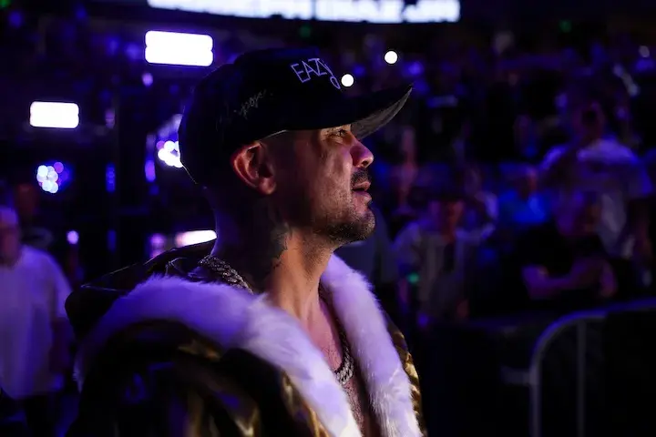 Joseph Diaz Jnr walks to the ring for his fight against Alexis Rocha. (March 14, 2026)