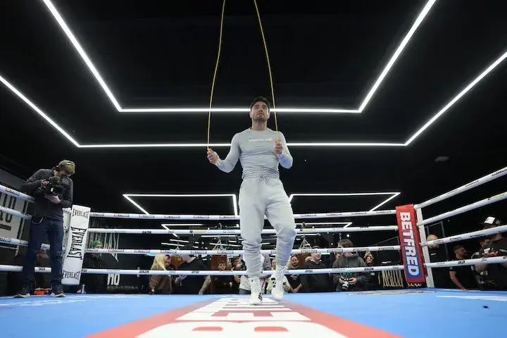 Josh Kelly at the media workout ahead of his fight with IBF junior middleweight titleholder Bakhram Murtazaliev. Photo taken on January 28, 2026.