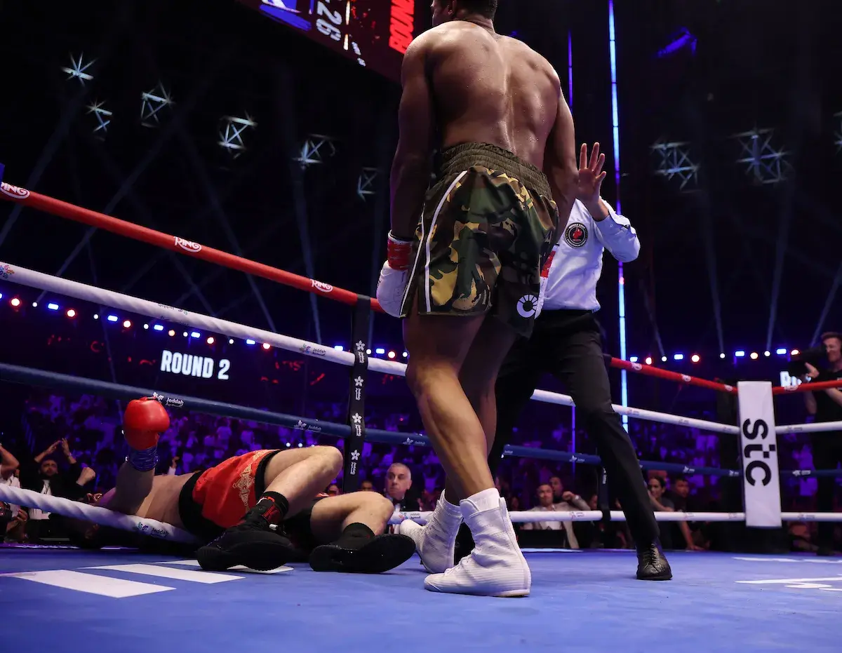 Anthony Joshua topples underdog Kristian Prenga after a disastrous opening round